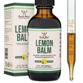 Double Wood Lemon Balm Tincture bottle close-up for easy daily dosing and calm moments.