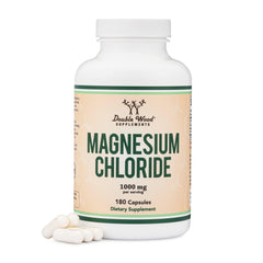 Double Wood Magnesium Chloride bottle with capsules for daily bone and digestion support
