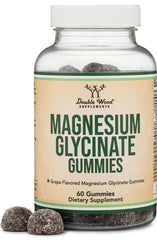 Double Wood Magnesium Glycinate Gummies bottle with grape flavor signals easy daily magnesium support.