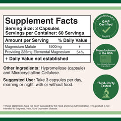 Double Wood Magnesium Malate bottle label highlighting vegan and gluten-free features