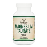 Double Wood Magnesium Taurate bottle showcases vegan capsules for cardiovascular support.