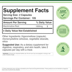 Double Wood Malvavisco Raíz: cápsulas de 1000 mg para apoyo respiratorio diario