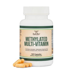 Double Wood Methylated Multivitamin bottle showing bioavailable nutrients for daily support