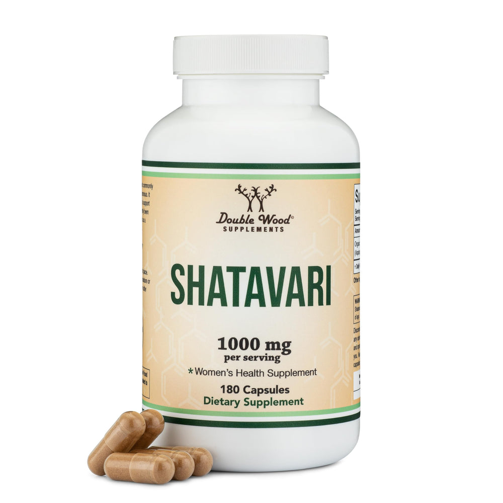 Double Wood Organic Shatavari bottle front showing label and potential hormone balance support