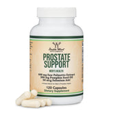 Double Wood Prostate Support bottle label with one daily capsule for urinary comfort