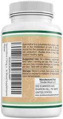 Double Wood Spermidine bottle-label shows 99% purity and testing.