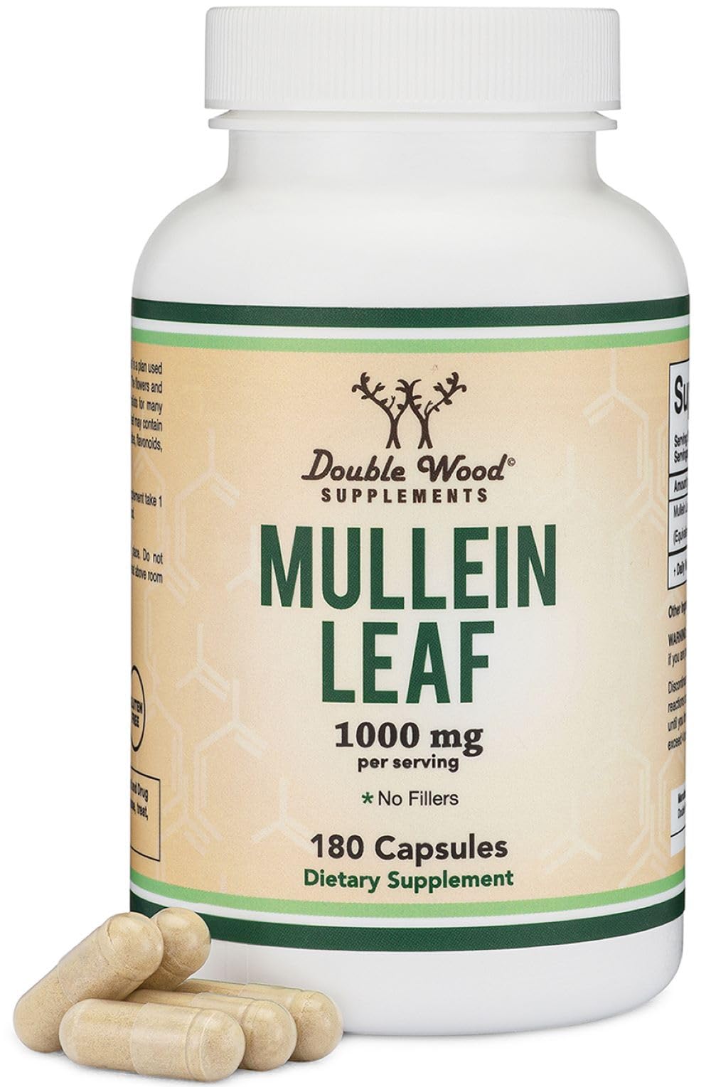 Double Wood Supplements Mullein Leaf bottle front view for daily lung support