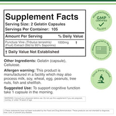 Double Wood Tribulus 1000mg capsules close-up for daily use