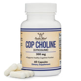 Double Wood CDP Choline bottle front shows premium, easy-to-swallow capsules for daily cognitive support.