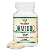 Double Wood DHM1000 bottle front showing 1000mg per tablet for daily wellness