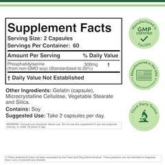 Double Wood PS capsules closeup highlighting easy-to-swallow daily cognitive support.