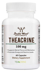 Double Wood Theacrine 100 mg bottle with capsules for steady energy potential