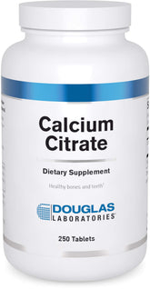 Douglas Laboratories Calcium Citrate bottle showing 250 mg calcium per tablet for bone support