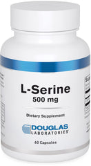 Douglas Laboratories L-Serine capsules on bottle label, supporting amino acid production.
