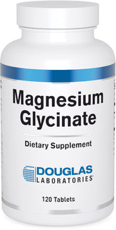 Douglas Laboratories Magnesium Glycinate bottle front emphasizes daily mineral support for heart and bone health.