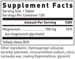 Douglas Laboratories Magnesium Glycinate tablets close-up suggests simple daily mineral intake.