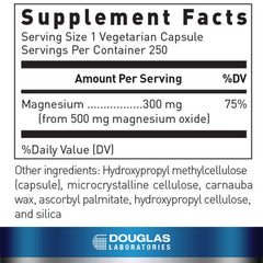 Douglas Laboratories Magnesium Oxide capsules ready for everyday use.