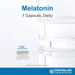 Douglas Laboratories Melatonin 3 mg capsules close-up for easy nightly use.