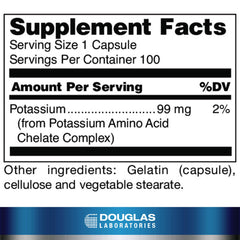 Douglas Laboratories Potasio 99 mg quelado cápsulas para apoyar la función muscular diaria