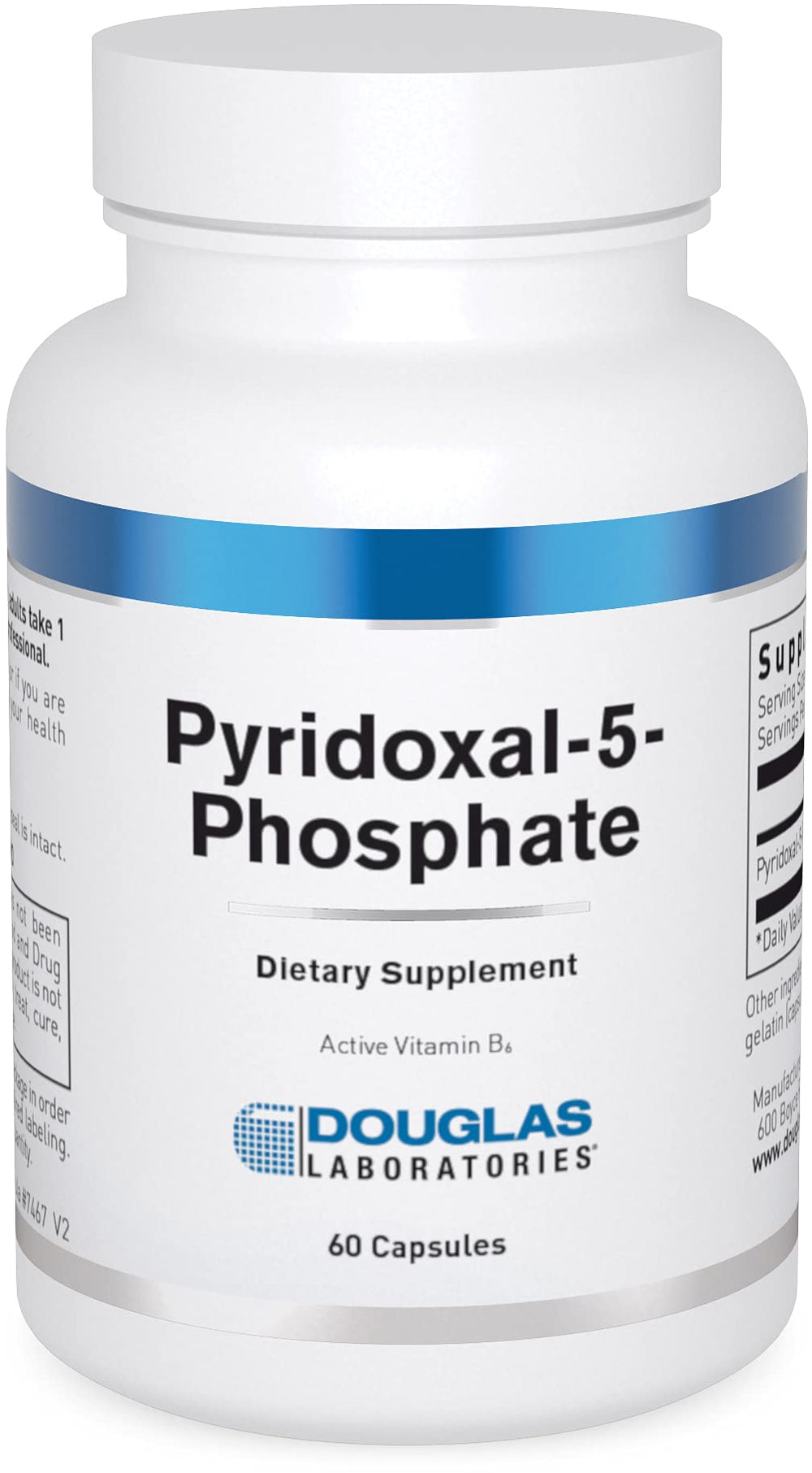 Douglas Laboratories Pyridoxal-5-Phosphate bottle on white background, supporting cardiovascular and nervous system wellness.
