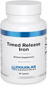 Douglas Laboratories Timed Released Iron bottle demonstrates steady iron delivery for daily energy support.