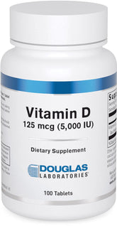 Douglas Laboratories Vitamin D 5000 IU tablet bottle for immune support.