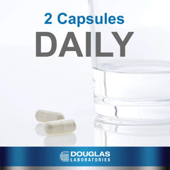 Douglas Laboratories label shows GMP quality control and vegetarian formulation.