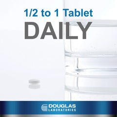 Douglas Laboratories DHEA bottle label highlights GMO-free and GMP standards.