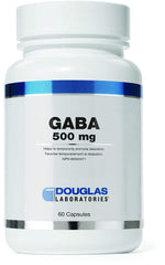 Douglas Laboratories GABA 500 mg bottle front showing brand and dosage for brain support