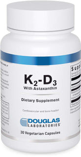 Douglas Laboratories K2-D3 with Astaxanthin bottle highlights antioxidant support.