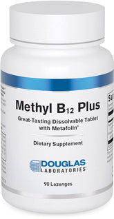 Douglas Laboratories Methyl B12 Plus bottle: compact lozenges for energy support on the go.