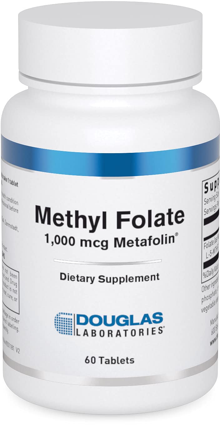 Douglas Laboratories Methyl Folate bottle with 1,000 mcg Metafolin for daily folate support.