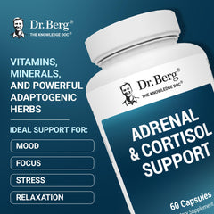 Dr. Berg Adrenal bottle back showing label and usage details.