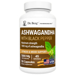 Dr. Berg Ashwagandha Capsules 1000mg label highlights potency for daily use