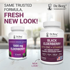 Dr. Berg Elderberry Capsules label close-up showing Vitamin D, Zinc, Camu Camu.