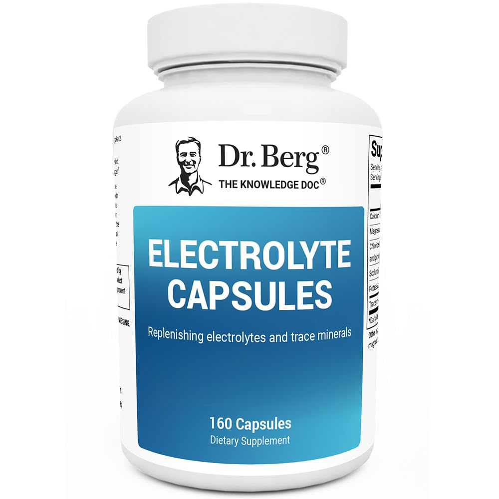 Dr. Berg Electrolyte Capsules bottle front view for hydration support.