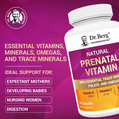 Close up of Dr. Berg prenatal capsules showing easy to swallow design