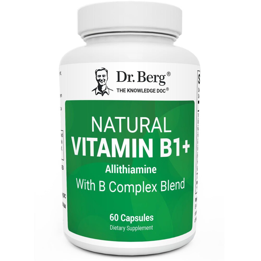 Dr. Berg Nutritionals bottle pour with easy capsules for daily B vitamin routine.
