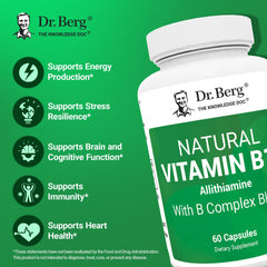Dr. Berg Nutritionals label closeup detailing allithiamine and magnesium content.
