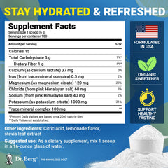Dr. Berg Zero Sugar Hydration Lemonade mixed in water with light effervescence