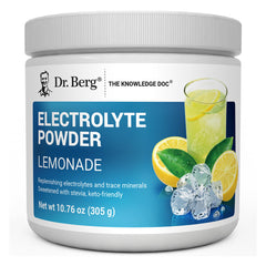 Dr. Berg Zero Sugar Hydration Lemonade tub front for keto electrolyte support.