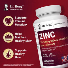 Dr. Berg Zinc capsules with copper and selenium imagery for balance.