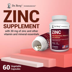 60-capsule bottle from Dr. Berg Zinc shown on clean background.