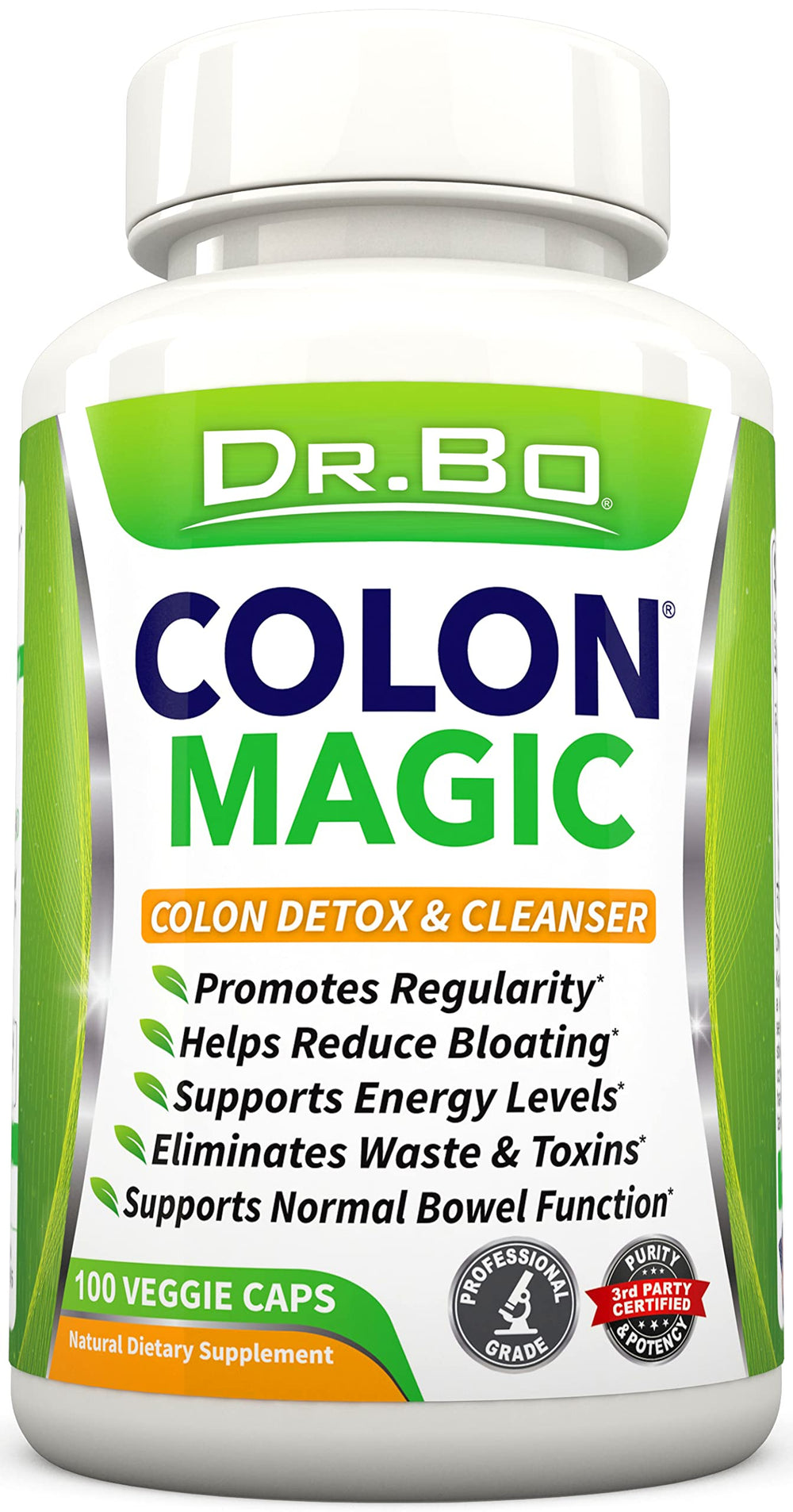 DR. BO Colon Cleanse bottle front promotes gentle daily digestive balance