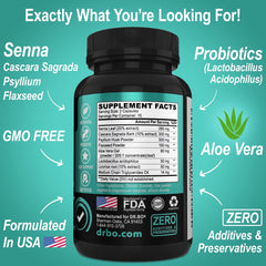 DR. BO Colon Cleanser psyllium husk and flaxseed fibers support regularity.