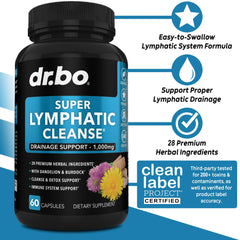 DR. BO Lymphatic Capsules pile shows easy-to-swallow daily tablets.