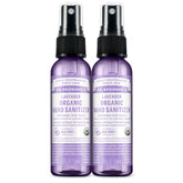Dr. Bronner's lavender hand sanitizer spray bottle for travel and on-the-go cleansing.