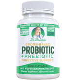 Dr. Danielle Probiotic bottle front promoting shelf-stable, no refrigeration needed.