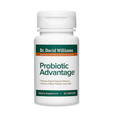 Dr. David Williams Probiotic Advantage bottle with seven strains shown for daily balance