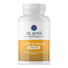 DR. EMIL NUTRITION Lion's Mane capsule close-up highlighting focus support